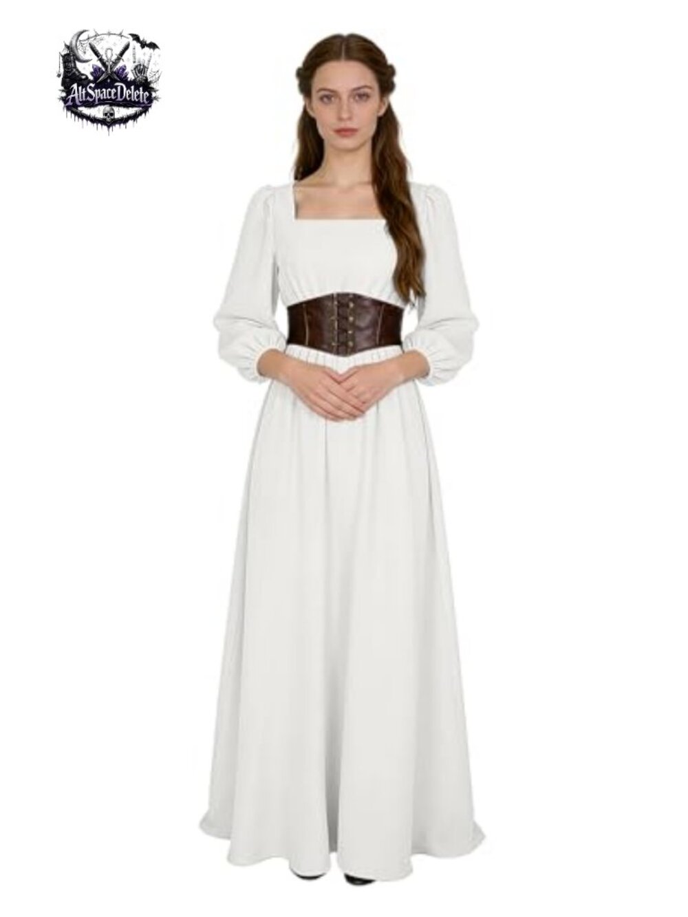 Victorian Renaissance Dress Square Neck Puff Sleeve Medieval Cosplay